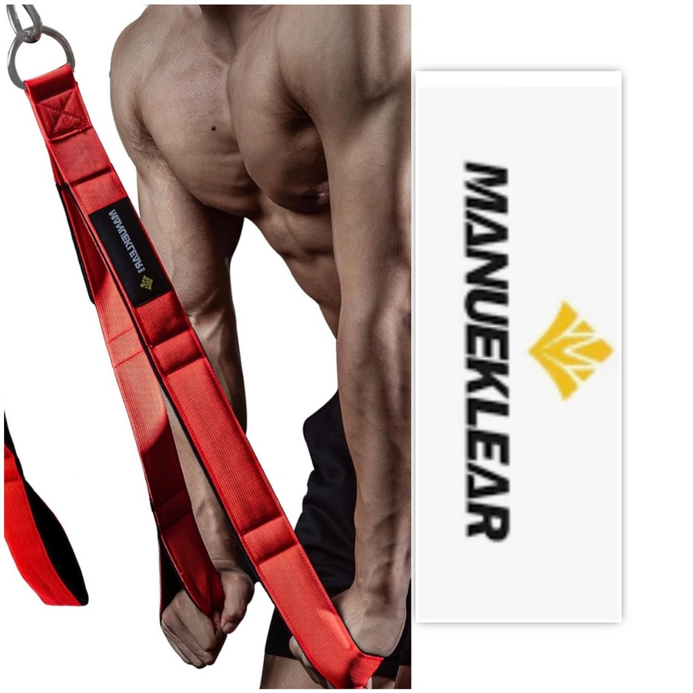 MANUEKLEAR Red Tricep Rope Pull Down Cable With Attachment Handles